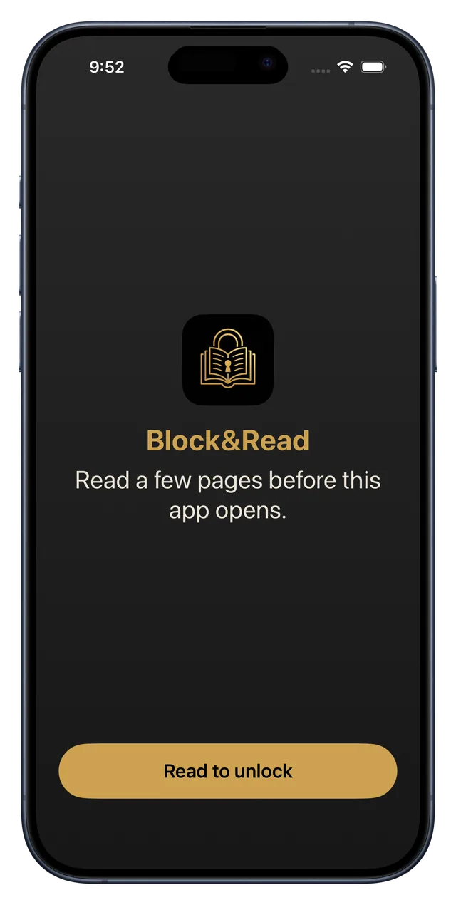The Block&Read shield appears when you open a blocked app