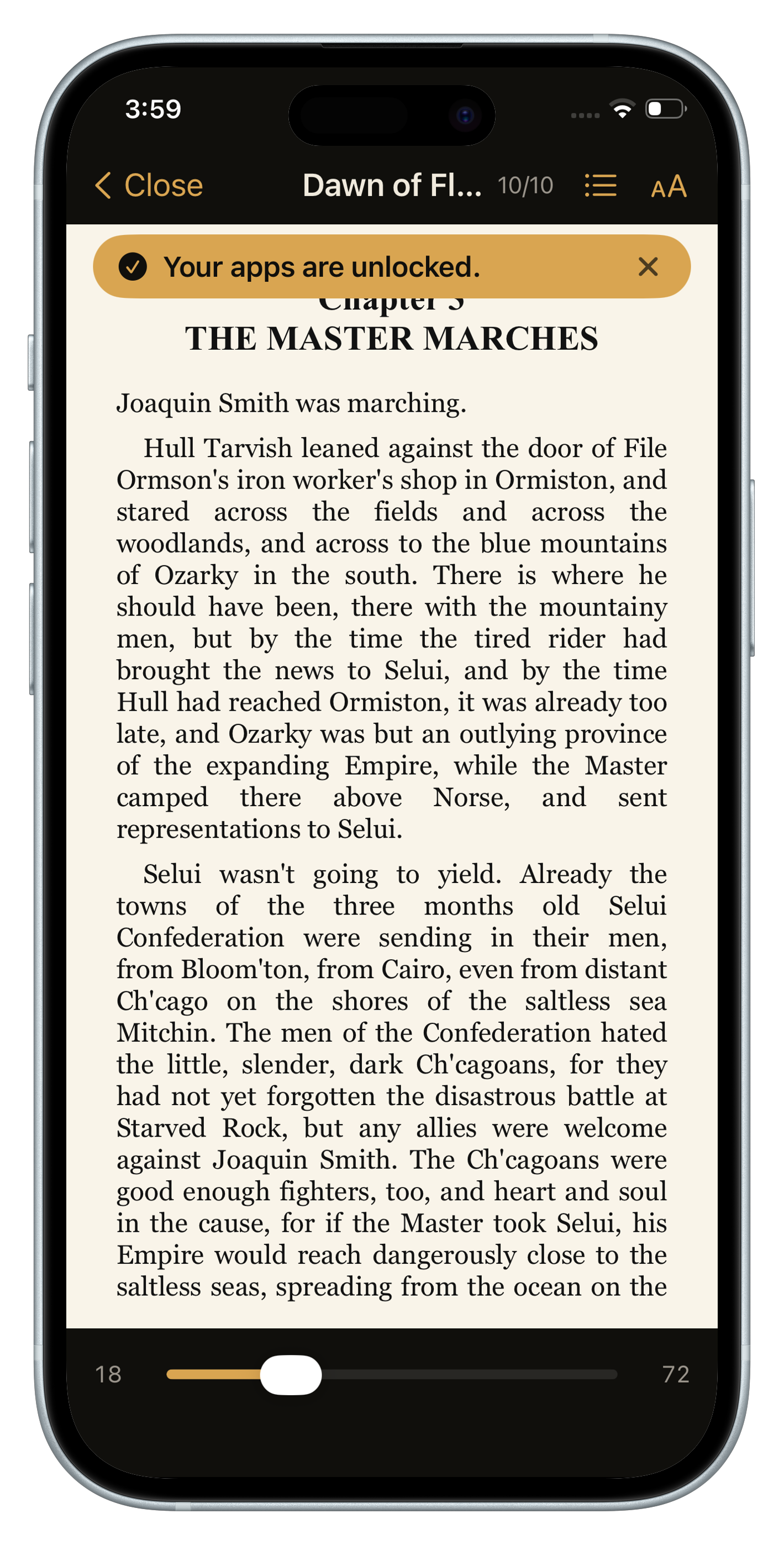 Apps unlocked after hitting a daily reading goal in Block&Read on iPhone