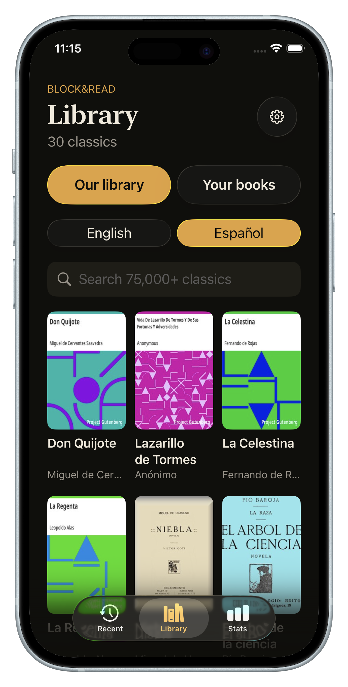 Spanish classics library in Block&Read with Don Quijote and La Celestina