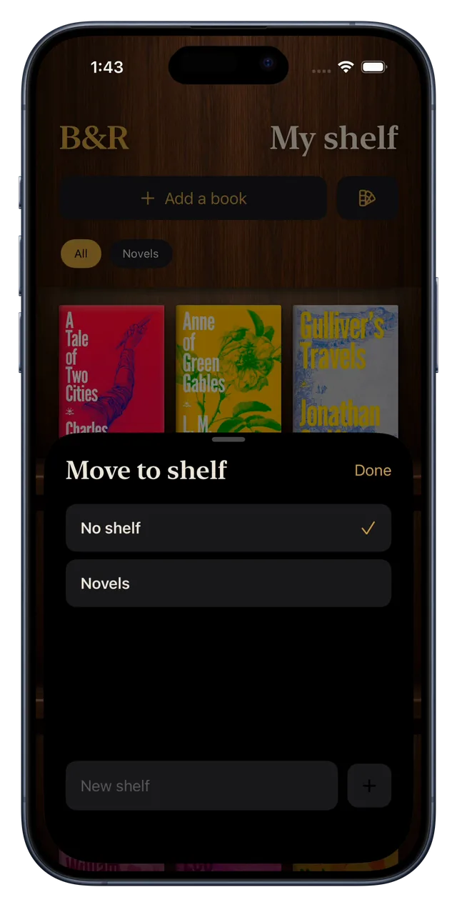 Moving a book to a shelf of your own