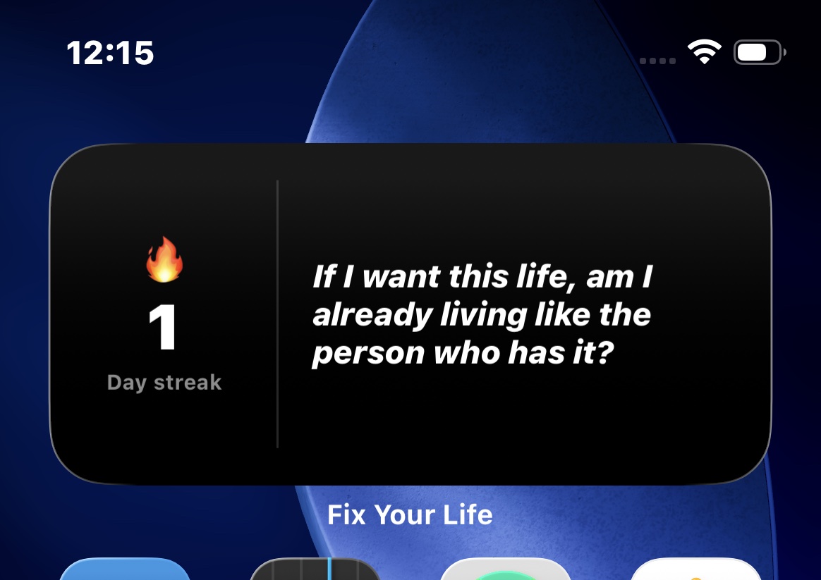 Home screen widget with streak and daily question