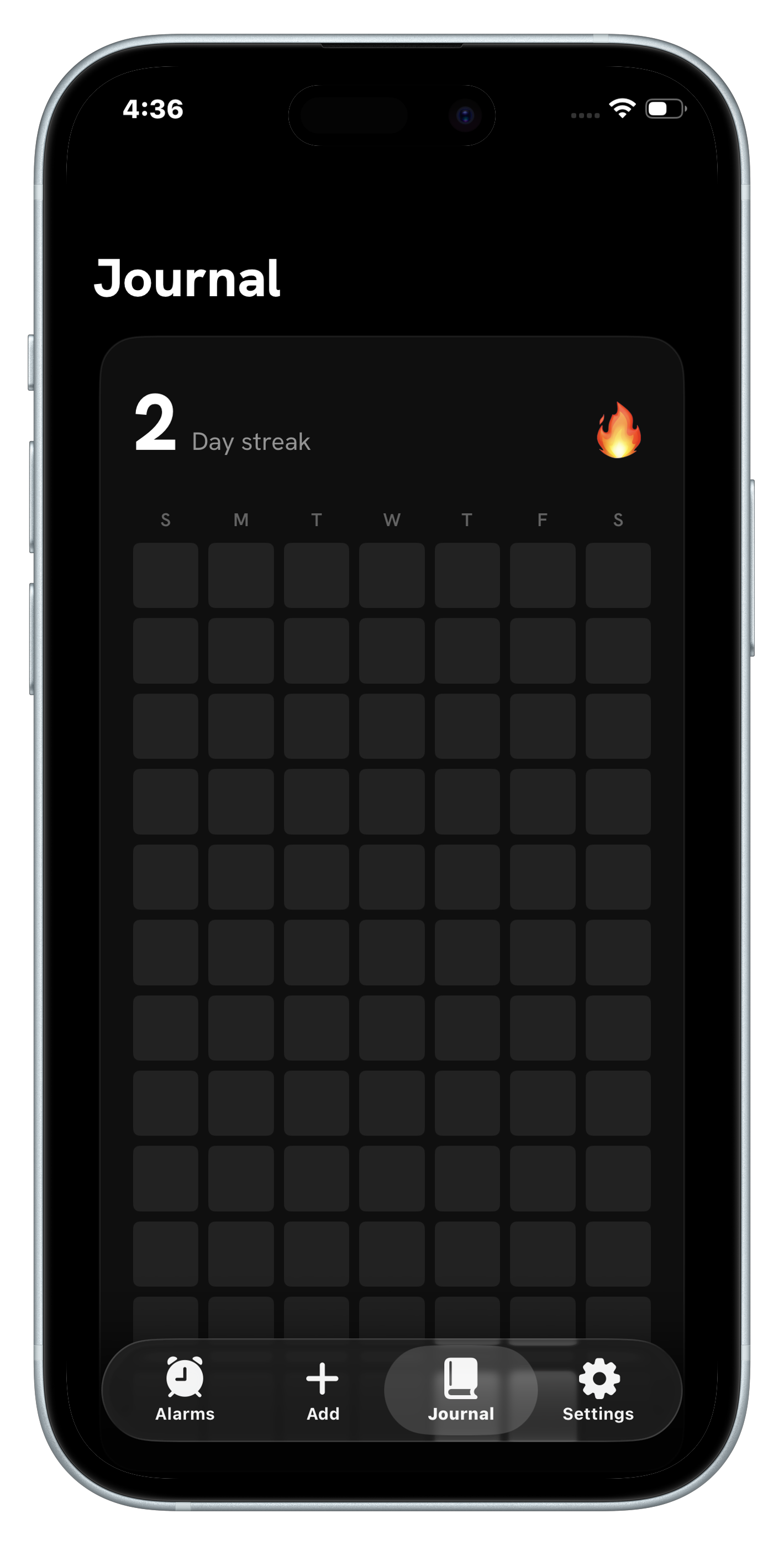 A prompted diary with streak and heatmap in the Fix Your Life app