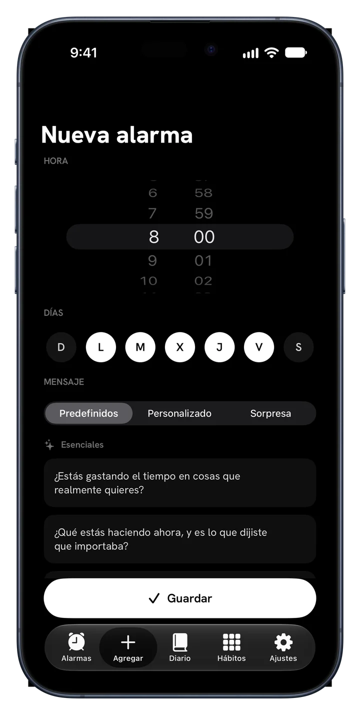 Paquetes de preguntas en Fix Your Life: Esenciales, Ambición, Tiempo y muerte, Identidad, Espejo honesto y Estar vivo