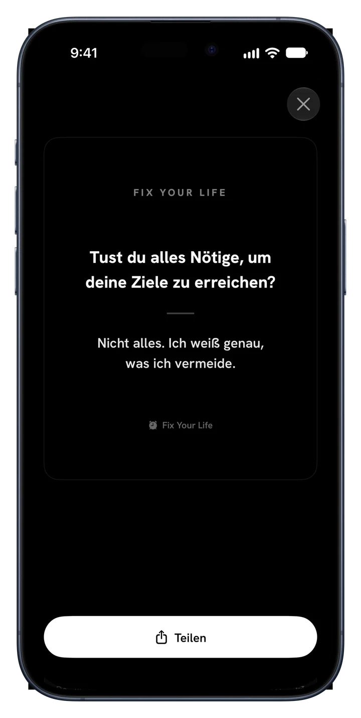 Eine Reflexion aus Fix Your Life, als Karte geteilt