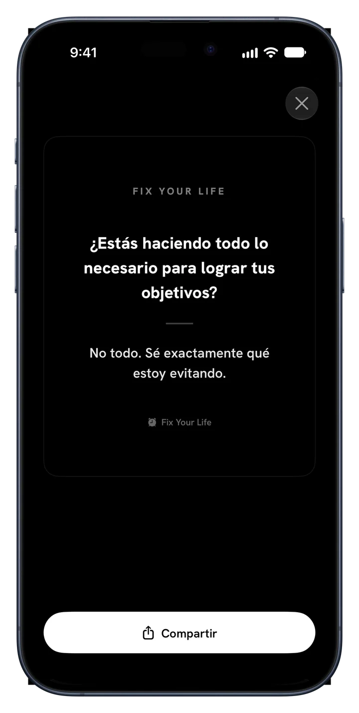 Una reflexión de Fix Your Life compartida como tarjeta