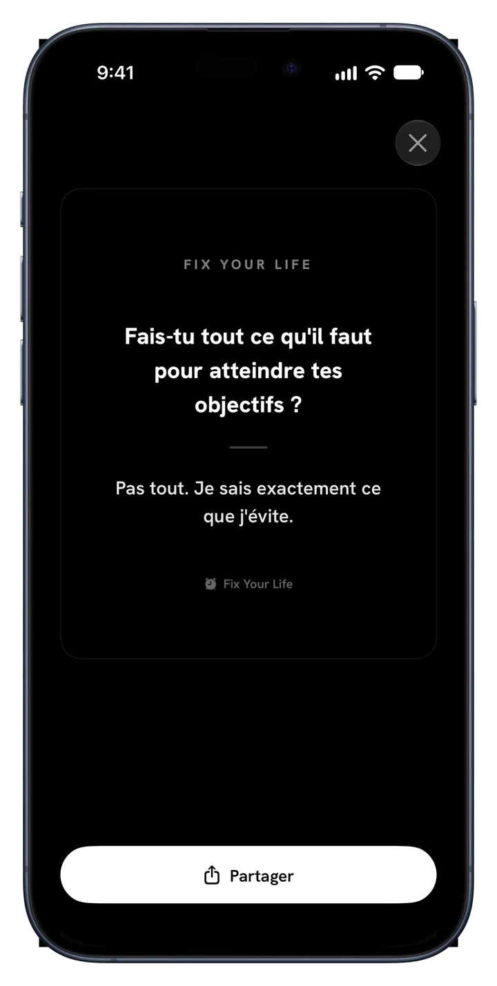 Une réflexion de Fix Your Life partagée sous forme de carte
