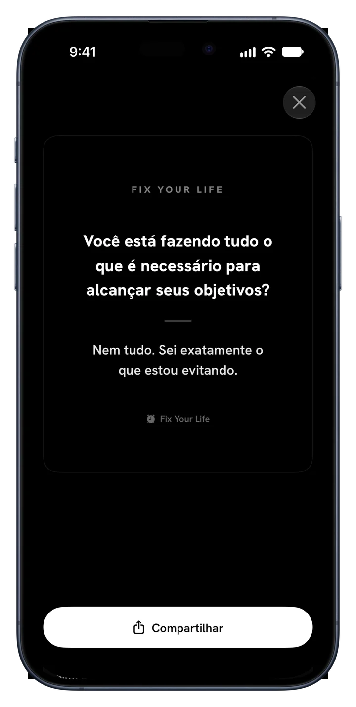 Uma reflexão do Fix Your Life compartilhada como cartão