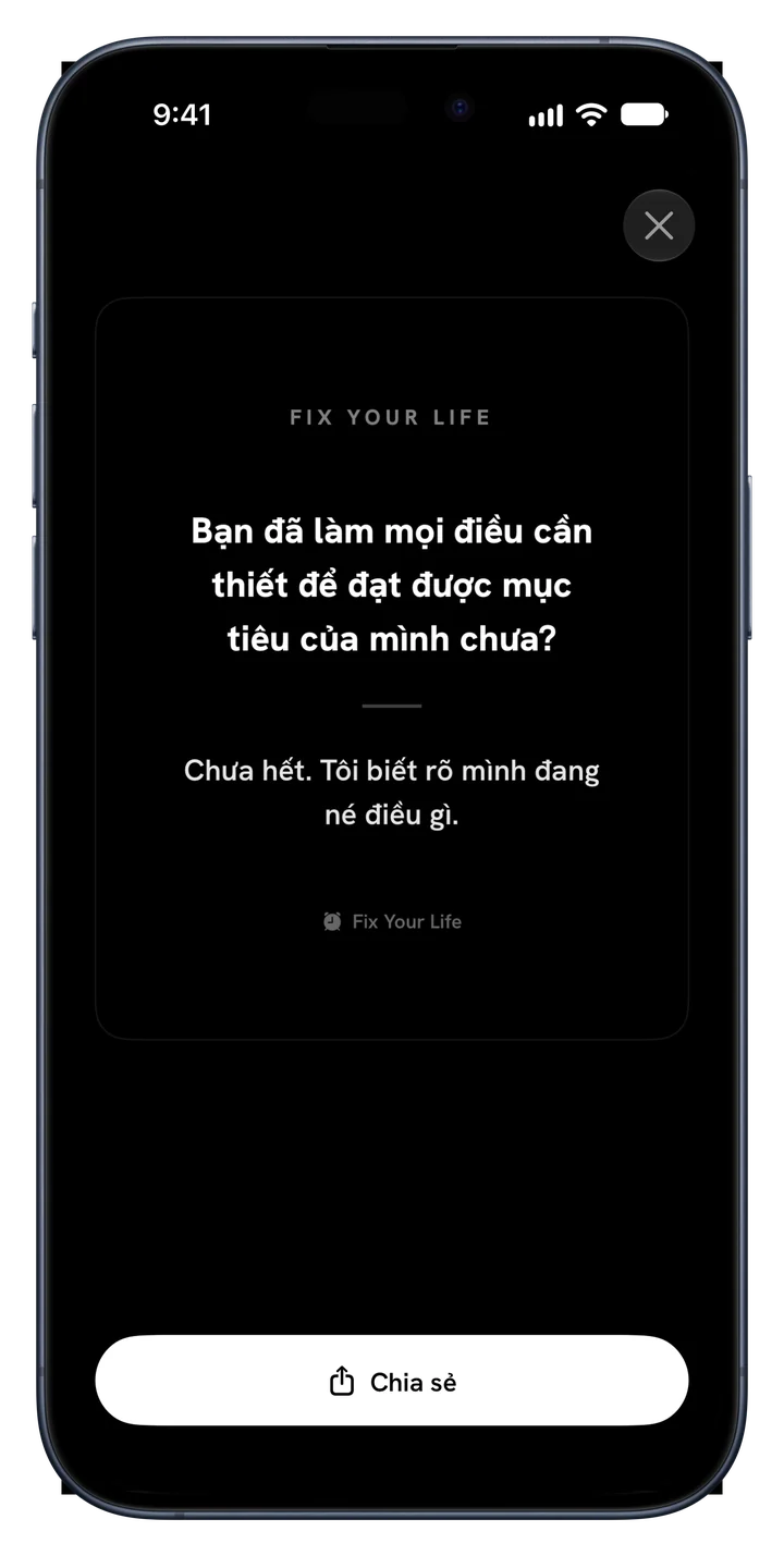 Một suy ngẫm từ Fix Your Life được chia sẻ dưới dạng thẻ