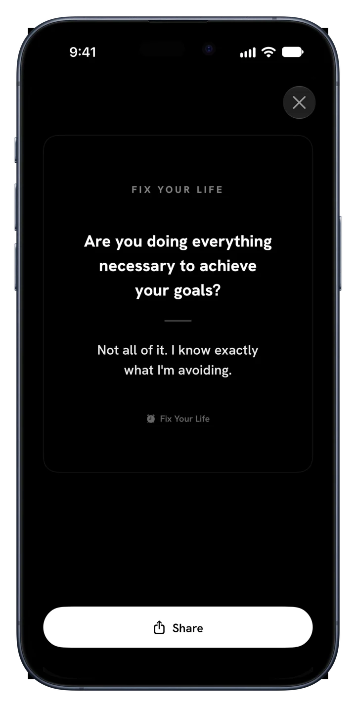 Sharing a reflection from Fix Your Life as an image card