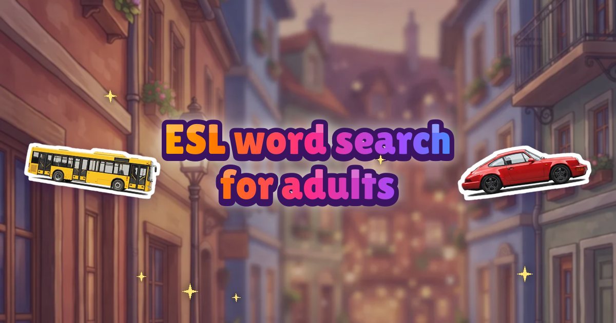 ESL Word Search for Adults, Not Kids' Worksheets