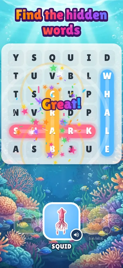 Word Search: Learning English screenshot: Find the hidden words
