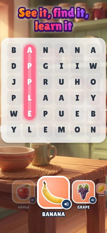 Word Search: Learning English screenshot: See it, find it, learn it